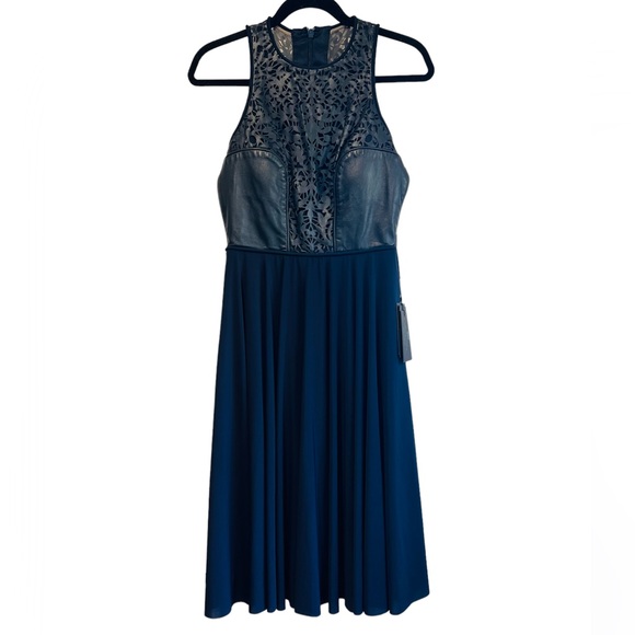 CATHERINE DEANE**Navy Leather Lace Midi Dress**US 6 $598 - Picture 2 of 8
